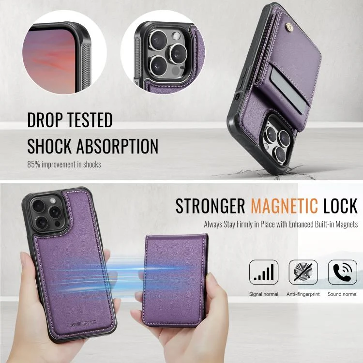 EDA007503114A_2.webp JEEHOOD J06 British Style RFID MagSafe Card Bag PU Phone Case, For iPhone 14 Pro Max, For iPhone SE 2022 / SE 2020 / 8, For iPhone 13 Pro Max, For iPhone 13 Pro - Image 3