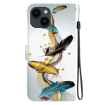 Crystal Texture Colored Drawing Leather Phone Case, For iPhone 15 - Image 3