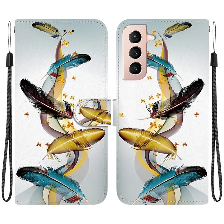 Crystal Texture Colored Drawing Leather Phone Case, For Samsung Galaxy S21 5G
