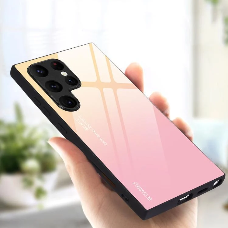 Gradient Color Glass Phone Case, For Samsung Galaxy S25 Ultra 5G