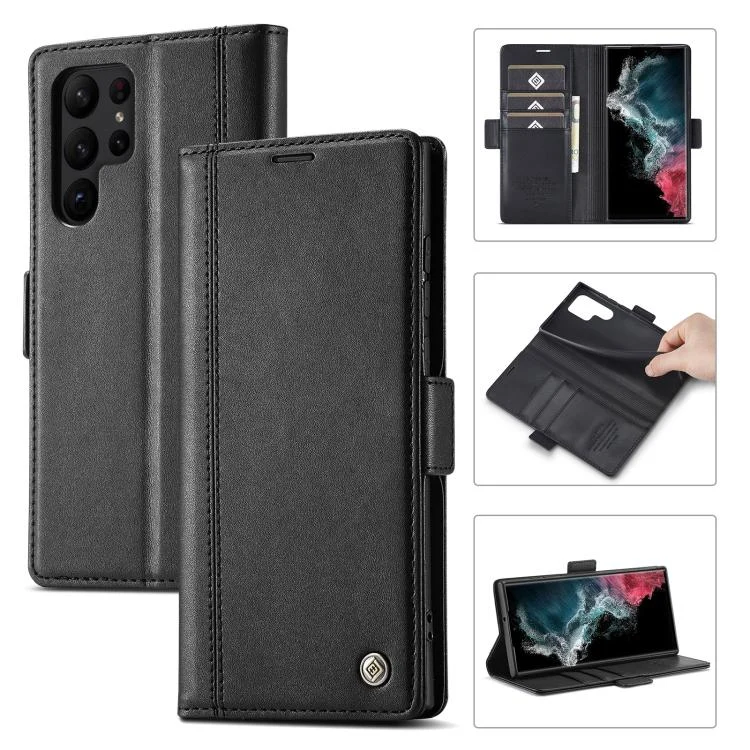 LC.IMEEKE Card Slots Skin Feeling Leather Phone Case, For Samsung Galaxy S25 Ultra 5G