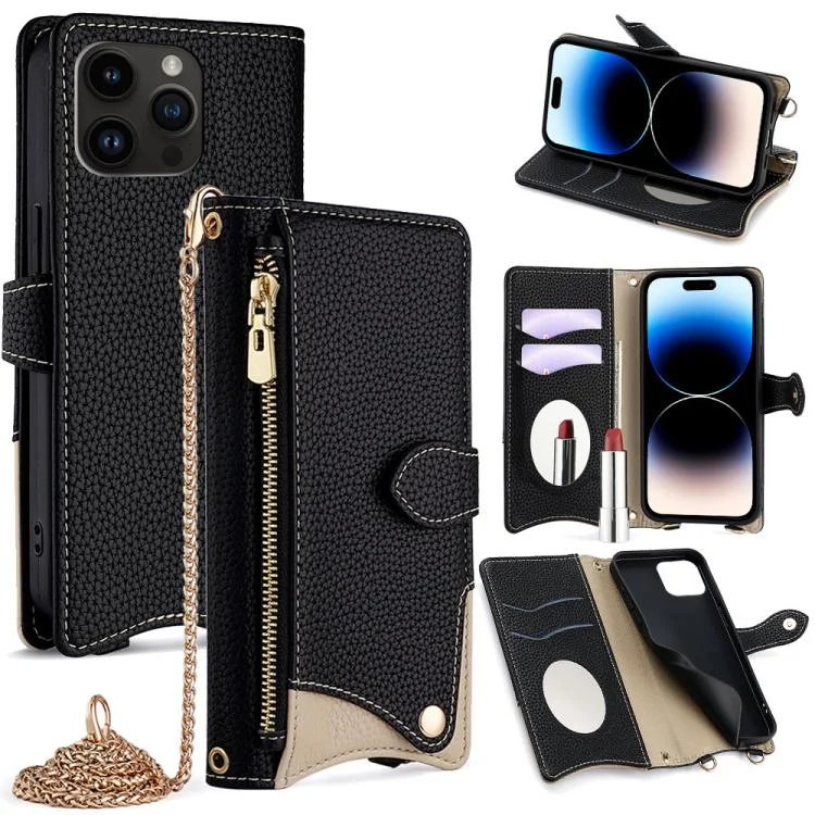 Crossbody Chain Fishtail Litchi Leather Phone Case, For iPhone 14 Pro Max, For iPhone 13 Pro Max, For iPhone 13 Pro