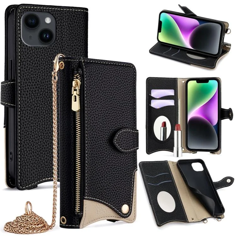 Crossbody Chain Fishtail Litchi Leather Phone Case, For iPhone 13, For iPhone 12 / 12 Pro, For iPhone 12 Pro Max