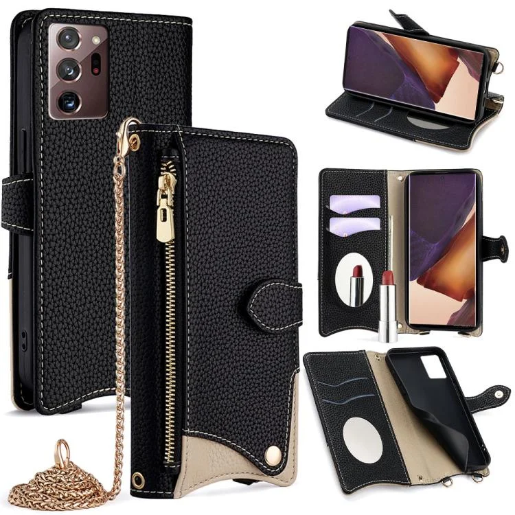 Crossbody Chain Fishtail Litchi Leather Phone Case, For Samsung Galaxy S21 Ultra 5G