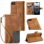 TTUDRCH Embossed Line Splicing Leather Phone Case, For iPhone 16e