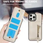 Zipper Wallet Split MagSafe Leather Back Phone Case, For iPhone 16 Pro, For iPhone 16 Plus - Image 2