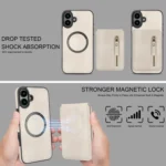 Zipper Wallet Split MagSafe Leather Back Phone Case, For iPhone 16, For iPhone 15 Pro Max - Image 7