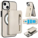 Zipper Wallet Split MagSafe Leather Back Phone Case, For iPhone 15, For iPhone 14 Plus