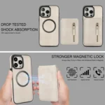 Zipper Wallet Split MagSafe Leather Back Phone Case, For iPhone 13 Pro Max, For iPhone 13 Pro - Image 6