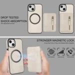Zipper Wallet Split MagSafe Leather Back Phone Case, For iPhone 11, For iPhone 11 Pro - Image 5
