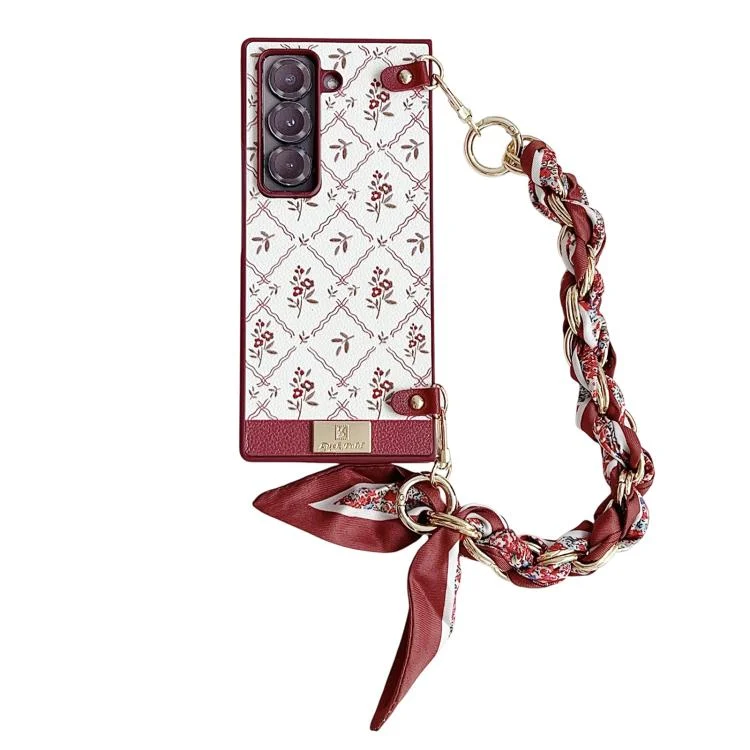 Luck Flower Pattern TPU Phone Case With Strap, For Samsung Galaxy Z Fold Special, For Samsung Galaxy Z Fold6, For Samsung Galaxy Z Fold5, For Samsung Galaxy Z Fold4, For Samsung Galaxy Z Fold3 5G