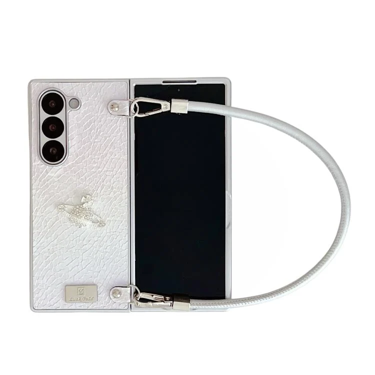 Kirin Pattern Full Coverage Phone Case with Wrist Strap, For Samsung Galaxy Z Fold Special, For Samsung Galaxy Z Fold6 5G, For Samsung Galaxy Z Fold5 5G, For Samsung Galaxy Z Fold4 5G