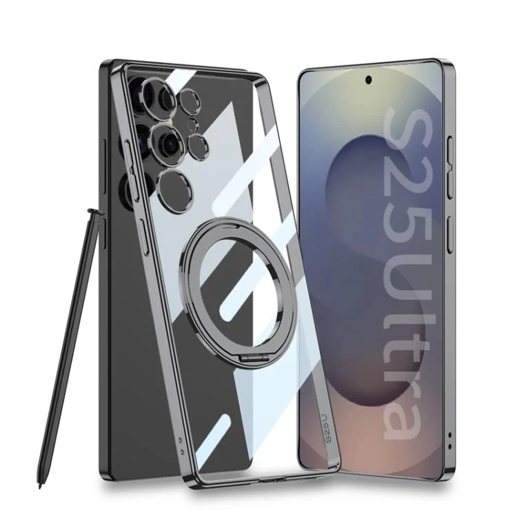 GKK PC Phone Case with Magnetic Rotating Holder, Not Included Pen, For Samsung Galaxy S25 Ultra 5G