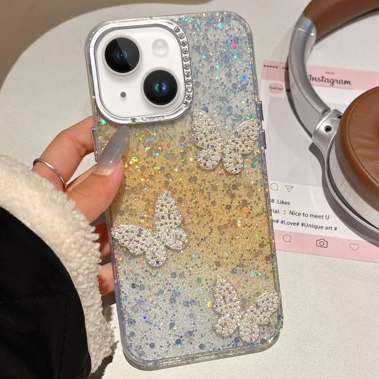 Butterflies Starry Sky Gradient IMD Phone Case, For iPhone 15 Plus, For iPhone 15, For iPhone 14 Plus