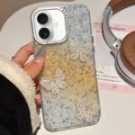 Butterflies Starry Sky Gradient IMD Phone Case, For iPhone 16, For iPhone 15 Pro Max, For iPhone 15 Pro