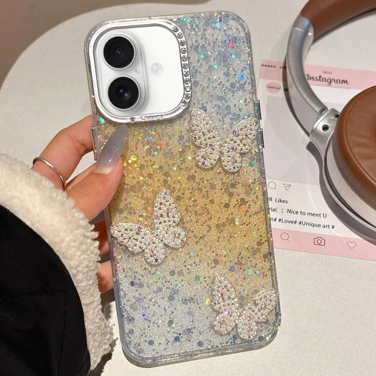 Butterflies Starry Sky Gradient IMD Phone Case, For iPhone 16, For iPhone 15 Pro Max, For iPhone 15 Pro