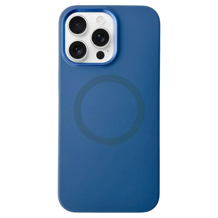 Metal Frame Liquid Silicone MagSafe Phone Case, For iPhone 15 Pro Max