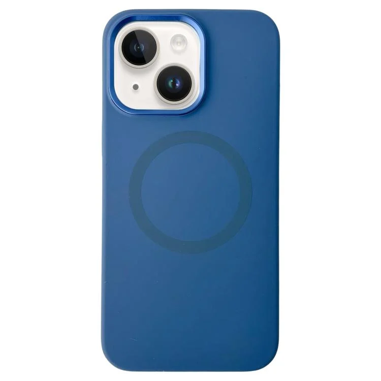 Metal Frame Liquid Silicone MagSafe Phone Case, For iPhone 15