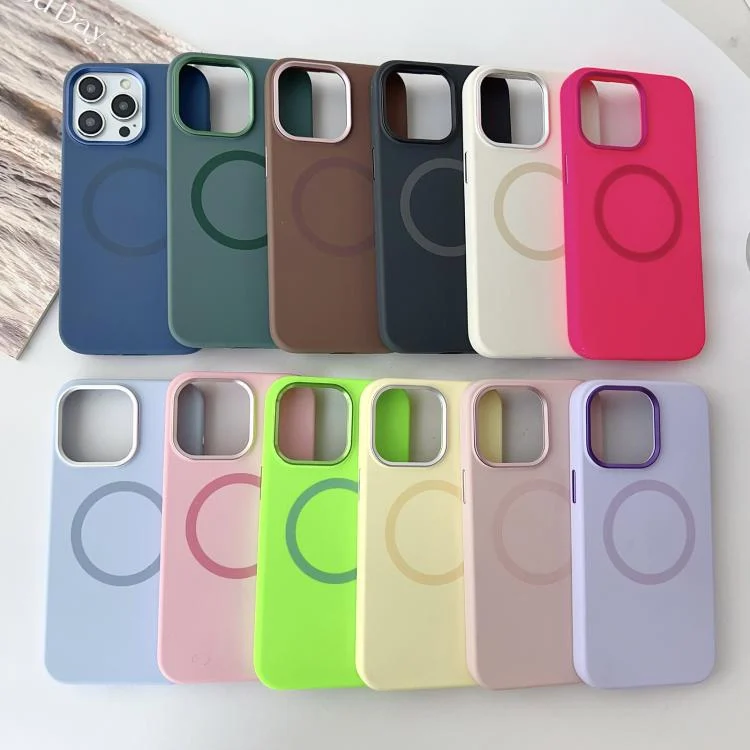 EDA0077335_B1.webp Metal Frame Liquid Silicone MagSafe Phone Case, For iPhone 12 Pro Max - Image 2