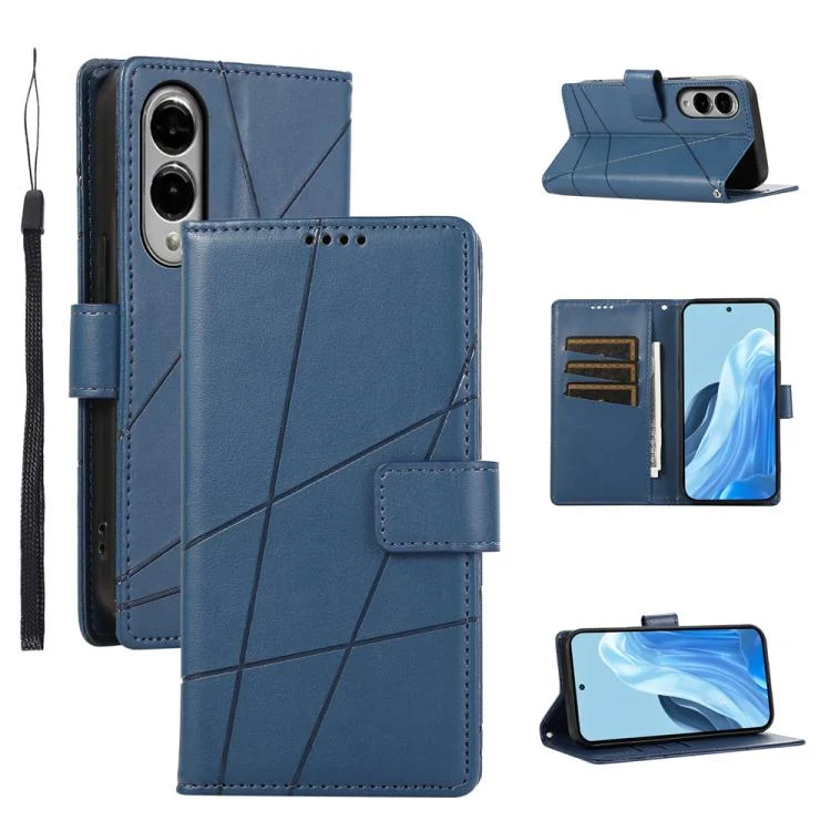 PU Genuine Leather Texture Embossed Line Phone Case, For Samsung Galaxy S25 Edge 5G