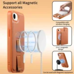 CaseNeo Finger Grip Strap MagSafe Leather Phone Case, For iPhone 16e, For iPhone 16 Pro Max, For iPhone 16 Pro - Image 7