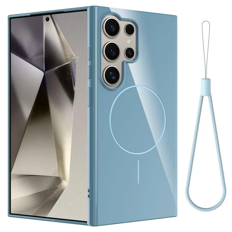 Glossy TPU Shockproof MagSafe Phone Case with Lanyard, For Samsung Galaxy S22 Ultra 5G