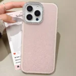 Rhinestone-Embedded Camera Frame Glitter Full Coverage Phone Case, For iPhone 16 Pro Max, For iPhone 16 Pro