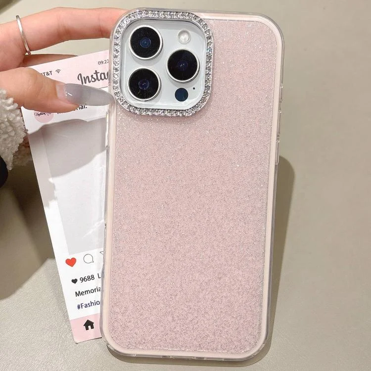 Rhinestone-Embedded Camera Frame Glitter Full Coverage Phone Case, For iPhone 16 Pro Max, For iPhone 16 Pro
