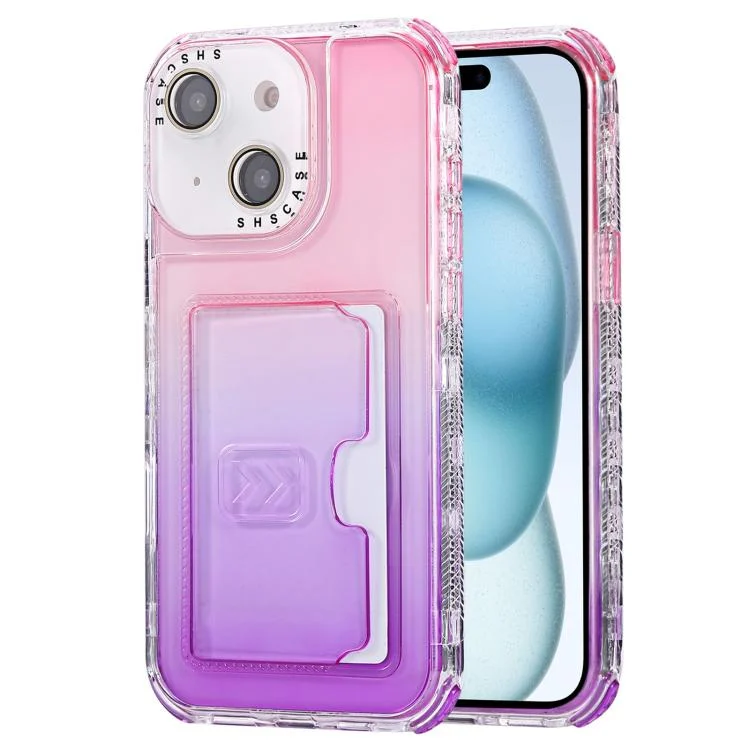 Gradient Color TPU + PC Card Slot Full Coverage Phone Case, For iPhone 15, For iPhone 14 Pro Max, For iPhone 13 Pro Max