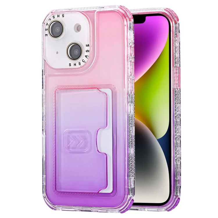 Gradient Color TPU + PC Card Slot Full Coverage Phone Case, For iPhone 13 / 14, For iPhone 12 Pro Max