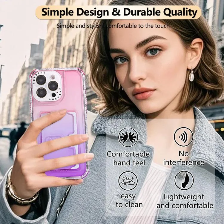 EDA0078189_B7.webp Gradient Color TPU + PC Card Slot Full Coverage Phone Case, For iPhone 13 / 14, For iPhone 12 Pro Max - Image 8