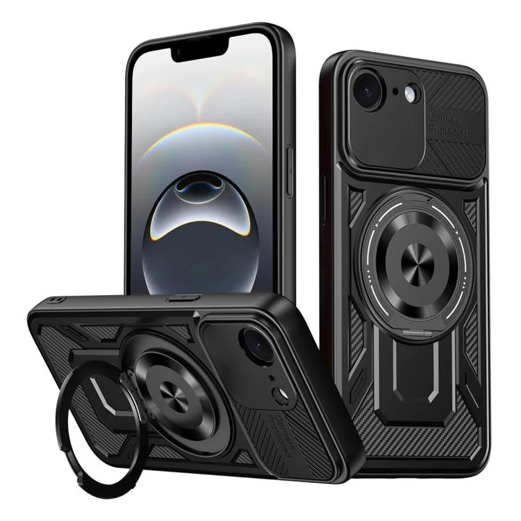 Armor Rotating Holder MagSafe Phone Case, For iPhone 16e, For iPhone 16 Pro Max, For iPhone 16 Pro