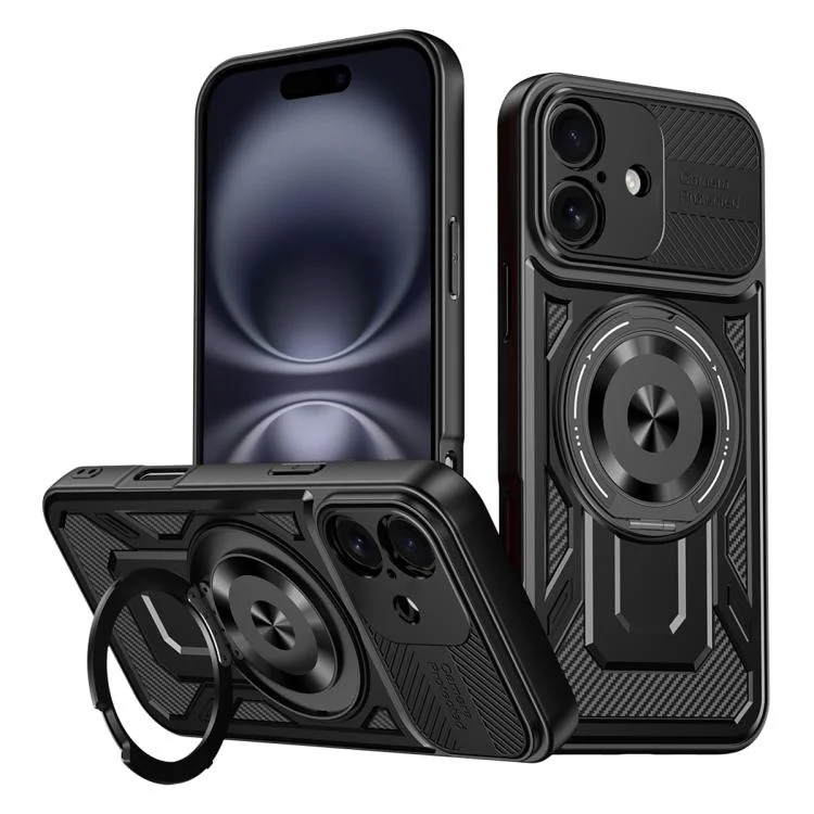 Armor Rotating Holder MagSafe Phone Case, For iPhone 16 Plus, For iPhone 16, For iPhone 15 Pro Max