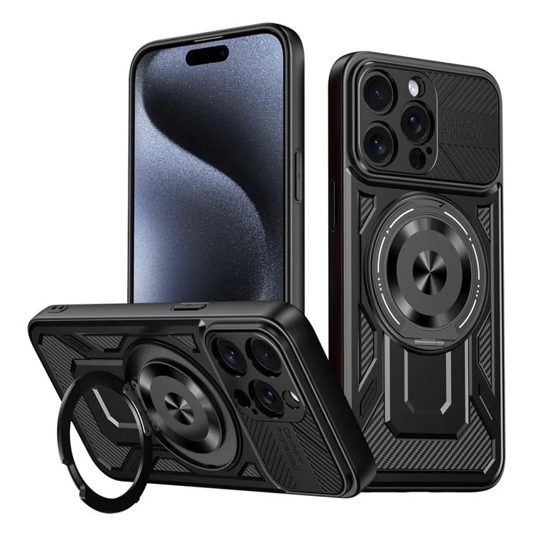 Armor Rotating Holder MagSafe Phone Case, For iPhone 15 Pro, For iPhone 15 Plus, For iPhone 15