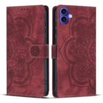Mandala Embossed Retro Frosted Leather Phone Case, For iPhone 16, For iPhone 15 Pro Max, For iPhone 15 Pro, For iPhone 15 Plus