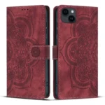 Mandala Embossed Retro Frosted Leather Phone Case, For iPhone 15, For iPhone 14 Plus, For iPhone 14 / 13, For iPhone 14 Pro