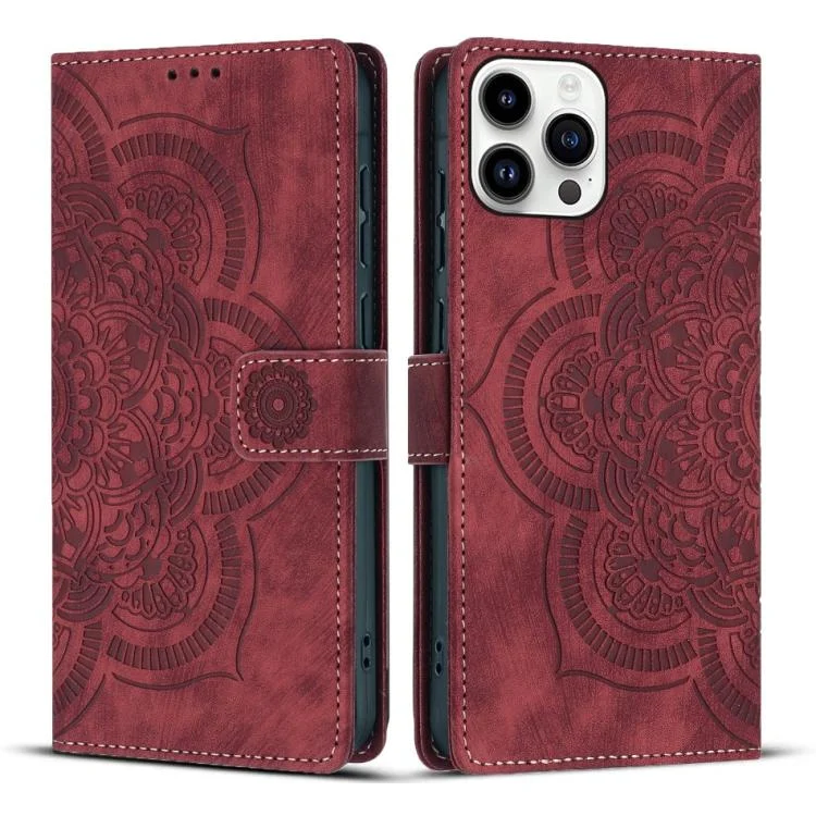 Mandala Embossed Retro Frosted Leather Phone Case, For iPhone 14 Pro Max, For iPhone 7 / 8 / SE 2022, For iPhone 13 Pro Max, For iPhone 13 Pro