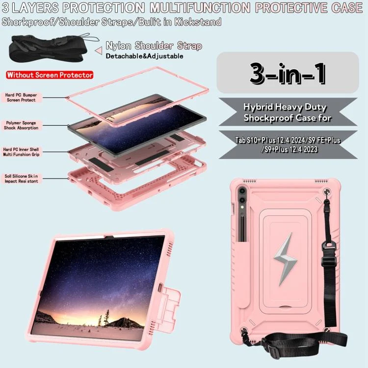 EDA007863605A_2.webp Armor Bolt Shape Holder Silicone Hybrid PC Tablet Case, For Samsung Galaxy Tab S10+ / S9+, For Samsung Galaxy Tab S6 Lite 2020 / 2024, For Samsung Galaxy Tab S9 FE / S9 / S8 - Image 3