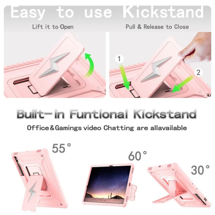 EDA007863605A_3.webp Armor Bolt Shape Holder Silicone Hybrid PC Tablet Case, For Samsung Galaxy Tab S10+ / S9+, For Samsung Galaxy Tab S6 Lite 2020 / 2024, For Samsung Galaxy Tab S9 FE / S9 / S8 - Image 4