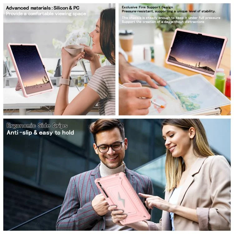 EDA007863605A_7.webp Armor Bolt Shape Holder Silicone Hybrid PC Tablet Case, For Samsung Galaxy Tab S10+ / S9+, For Samsung Galaxy Tab S6 Lite 2020 / 2024, For Samsung Galaxy Tab S9 FE / S9 / S8 - Image 8