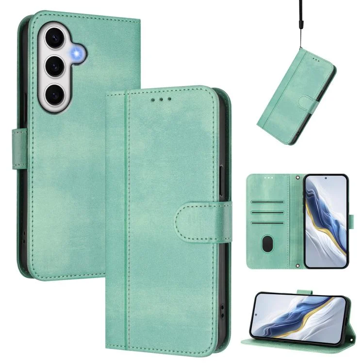 Line Splicing Buckle Retro Leather Phone Case, For Samsung Galaxy S24 FE 5G, For Samsung Galaxy S24 Ultra 5G