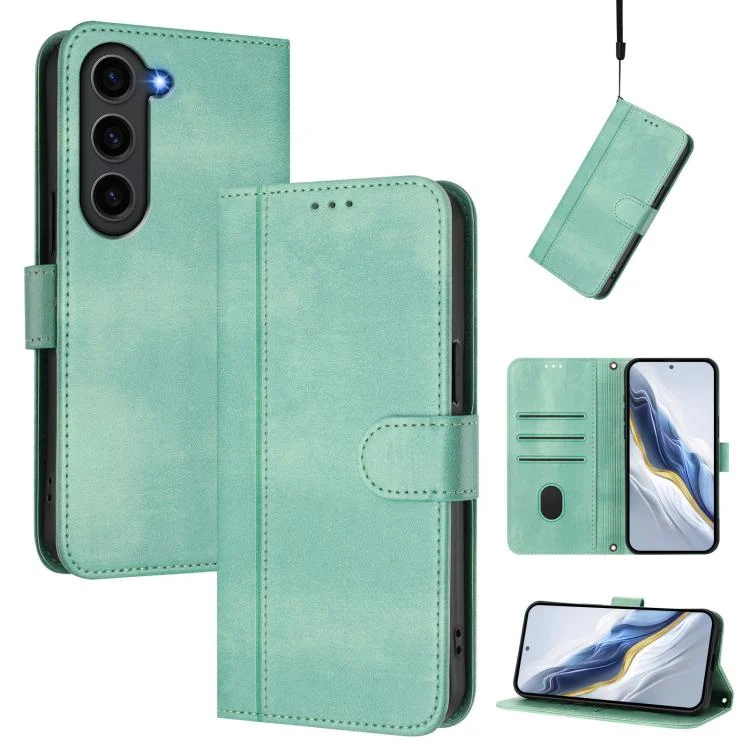 Line Splicing Buckle Retro Leather Phone Case, For Samsung Galaxy S23+ 5G, For Samsung Galaxy S23 5G