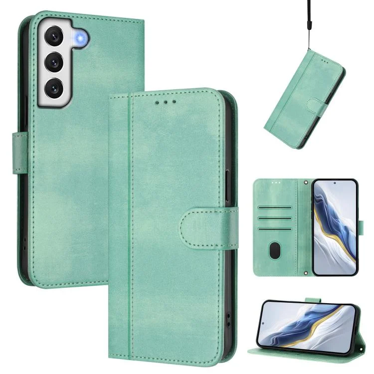 Line Splicing Buckle Retro Leather Phone Case, For Samsung Galaxy S21 FE 5G, For Samsung Galaxy S21 5G