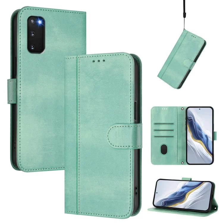 Line Splicing Buckle Retro Leather Phone Case, For Samsung Galaxy S20 FE, For Samsung Galaxy S22 Ultra 5G