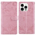 Embossed Floral Pattern Leather Phone Case, For iPhone 15 Pro Max, For iPhone 15 Pro