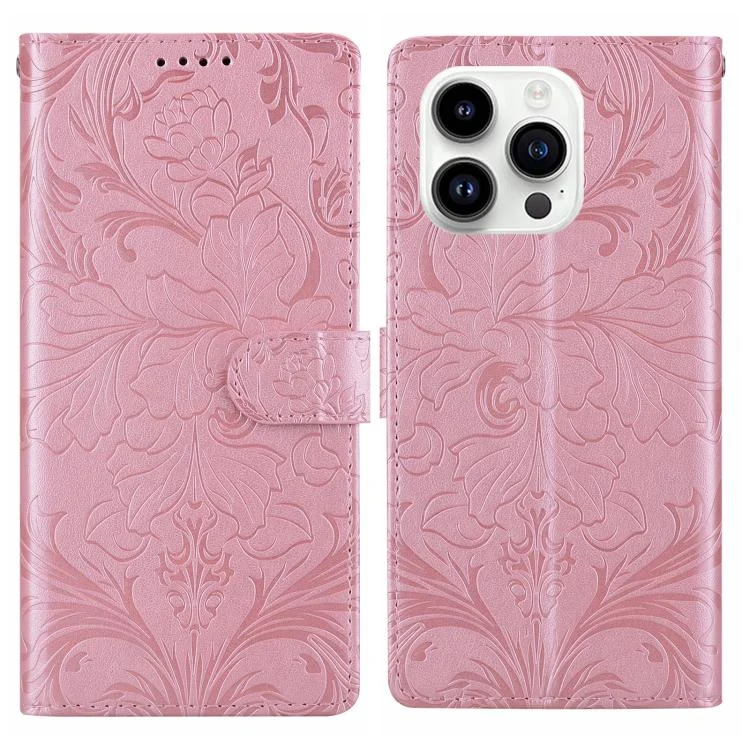Embossed Floral Pattern Leather Phone Case, For iPhone 15 Pro Max, For iPhone 15 Pro