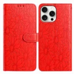 Daisy Embossed Leather Phone Case, For iPhone 16 Pro, For iPhone 16 Plus