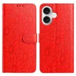 Daisy Embossed Leather Phone Case, For iPhone 16, For iPhone 15 Pro Max