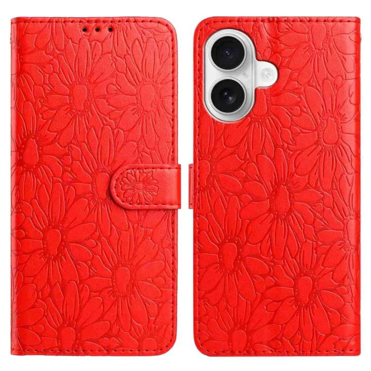 EDA007982104A.webp Daisy Embossed Leather Phone Case, For iPhone 16, For iPhone 15 Pro Max - Image 1