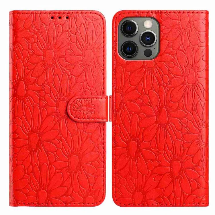 EDA007982118A.webp Daisy Embossed Leather Phone Case, For iPhone 12 Pro Max, For iPhone 11 Pro Max - Image 1